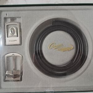 NEW Crocodile International Men's Black Leather Belt Gift Set